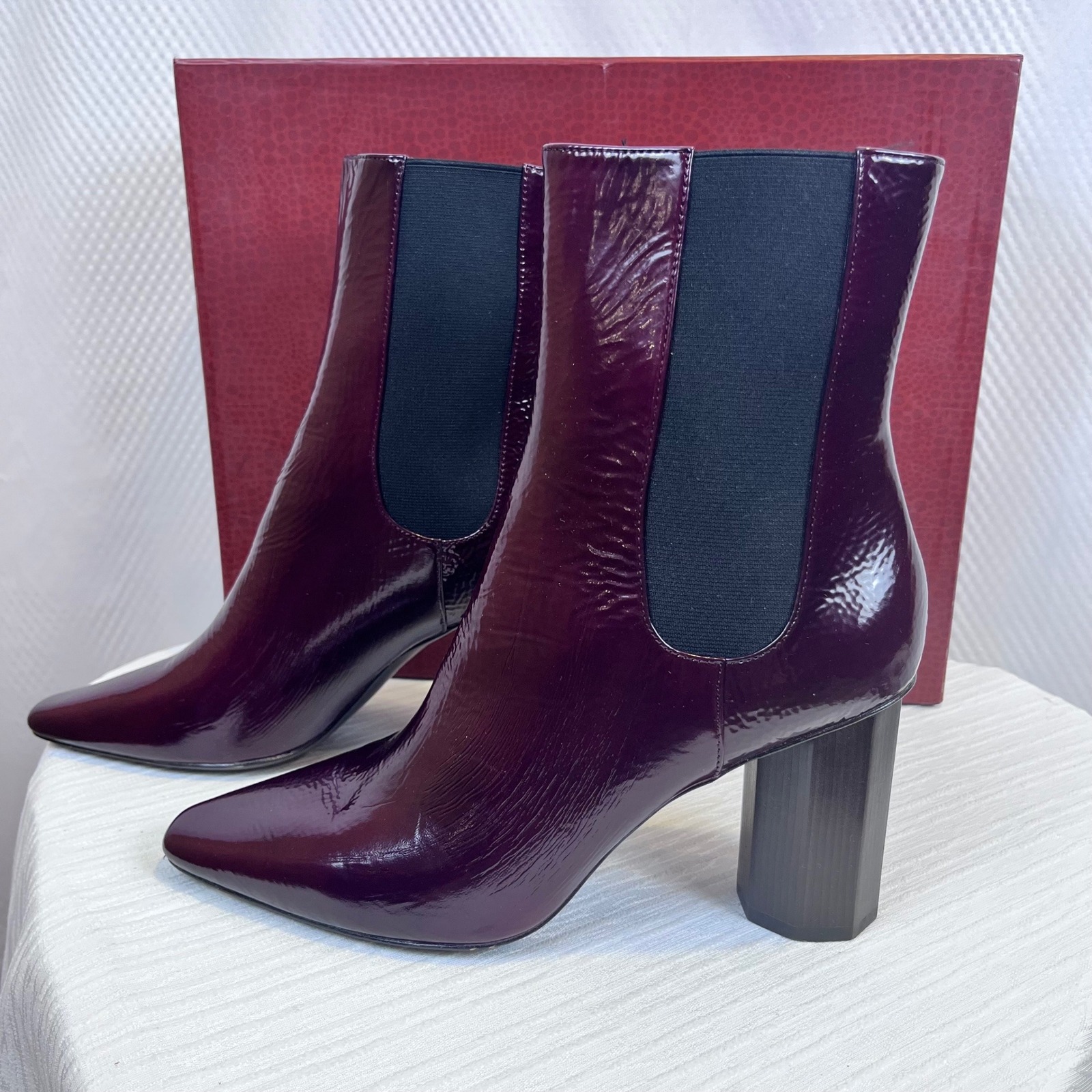 Nwb: Donald Pliner 9.5 Plum Laila Ankle Boots Block Heel Retail $308
